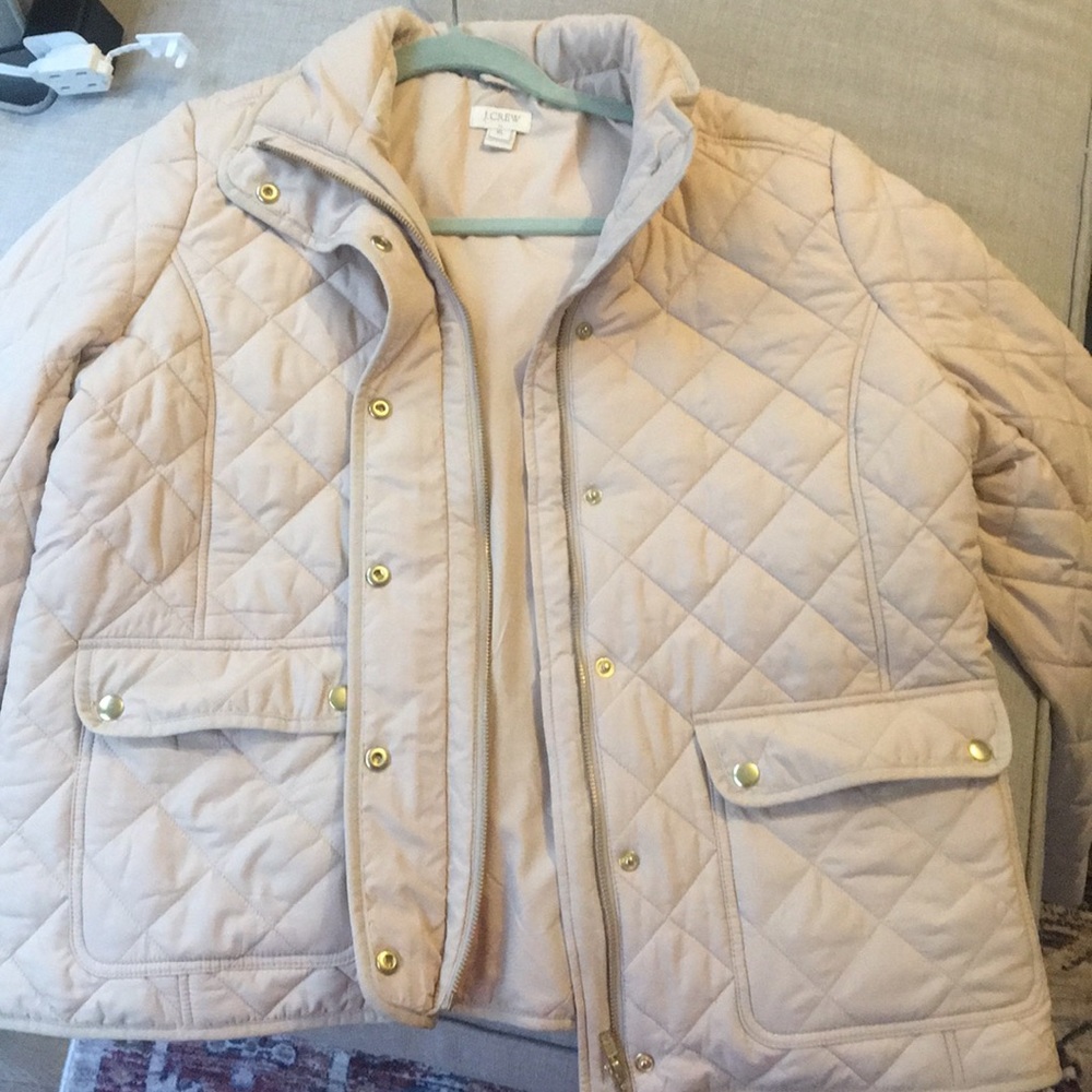 J.crew Quilted cream/tan jacket